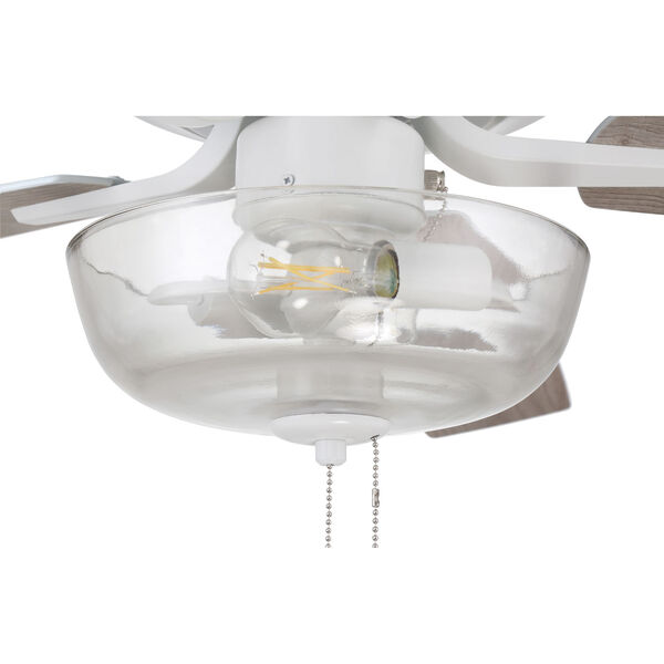 Pro Plus White 52-Inch Two-Light Ceiling Fan with Clear Glass Bowl Shade, image 7