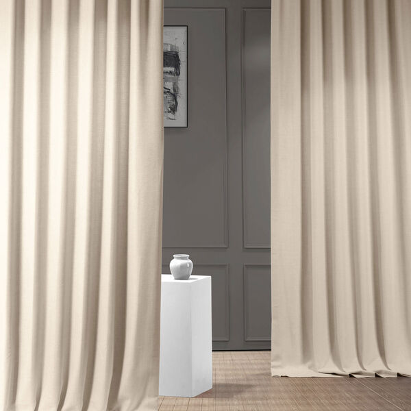 Italian Faux Linen Parchment Cream 50 in W x 108 in H Single Panel Curtain, image 1