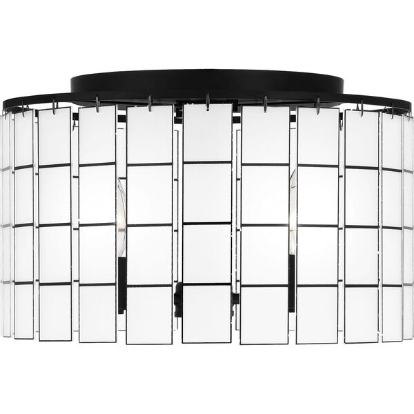 Seigler Matte Black Three-Light Semi-Flush Mount with Etched Glass Panels, image 5