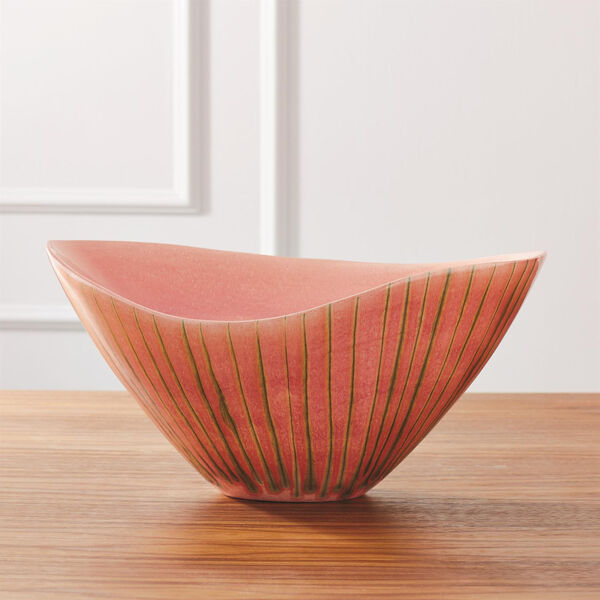 Studio A Home Brown and Pink Striped Melon Bowl, image 3