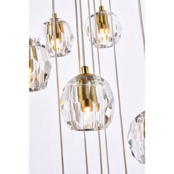 Eren Gold 20-Inch 18-Light Pendant with Royal Cut Clear Crystal, image 4