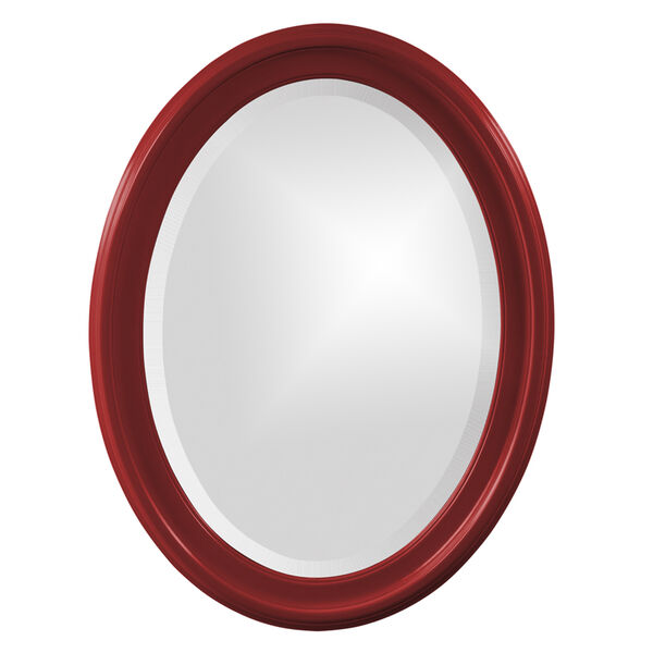 George Glossy Red Oval Mirror, image 1