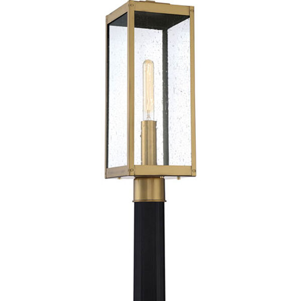 Pax Antique Brass One-Light Outdoor Post Mount with Seedy Glass, image 3