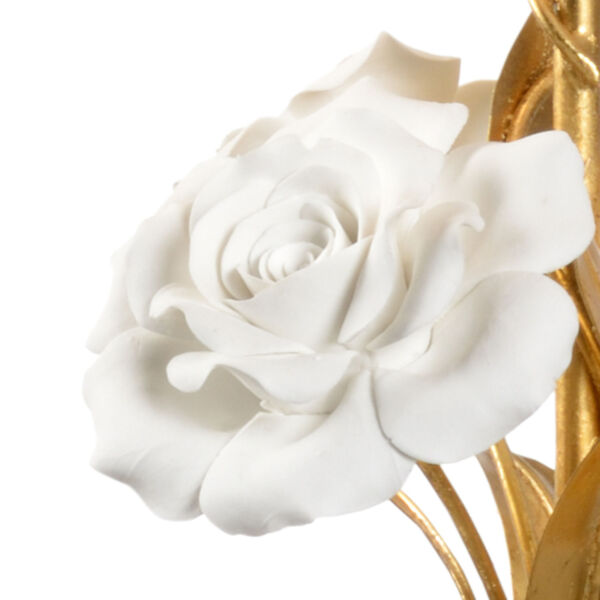 White and Gold One-Light Large Rose Table Lamp, image 4