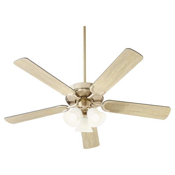 Virtue Aged Brass Three-Light 52-Inch Ceiling Fan with Satin Opal Glass, image 4