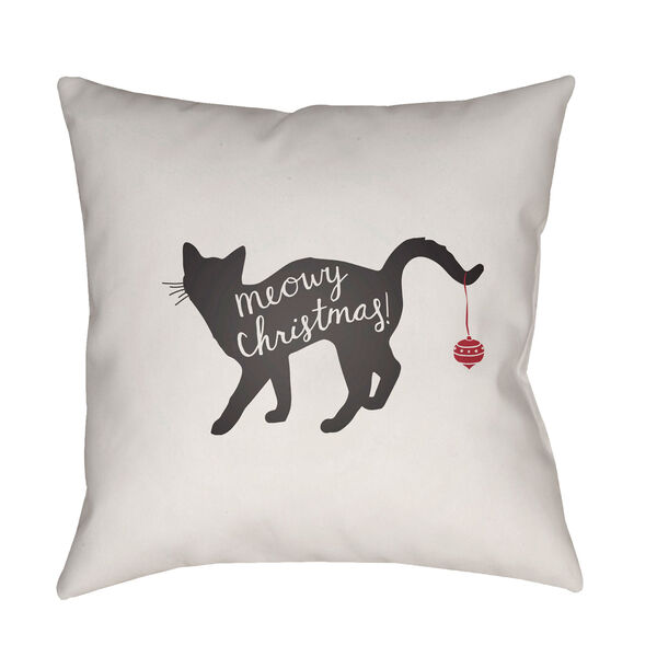White Meowy 18-Inch Throw Pillow with Poly Fill, image 1