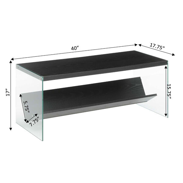SoHo Black and Glass Coffee Table with Shelf, image 6