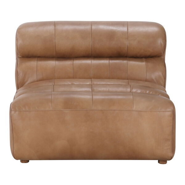 Ramsay Brown Leather Armless Chair Sofa, image 1