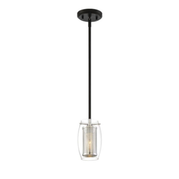 Cora Matte Black with Polished Chrome Accents Five-Inch One-Light Mini Pendant, image 4