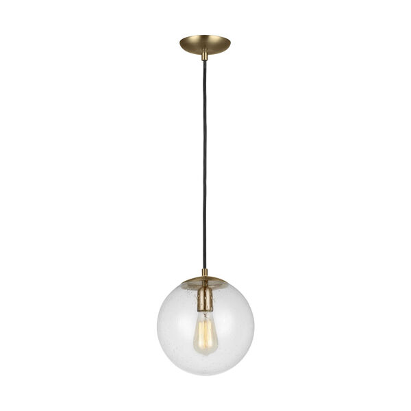 Leo Hanging Globe Satin Brass 10-Inch LED Pendant, image 1
