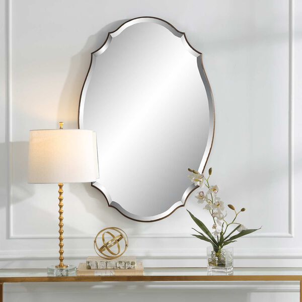 Evelyn Gold and Silver Oval Wall Mirror, image 1
