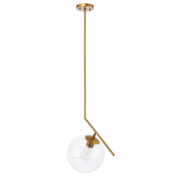 Ryland Brass 10-Inch One-Light Pendant with Clear Glass, image 5