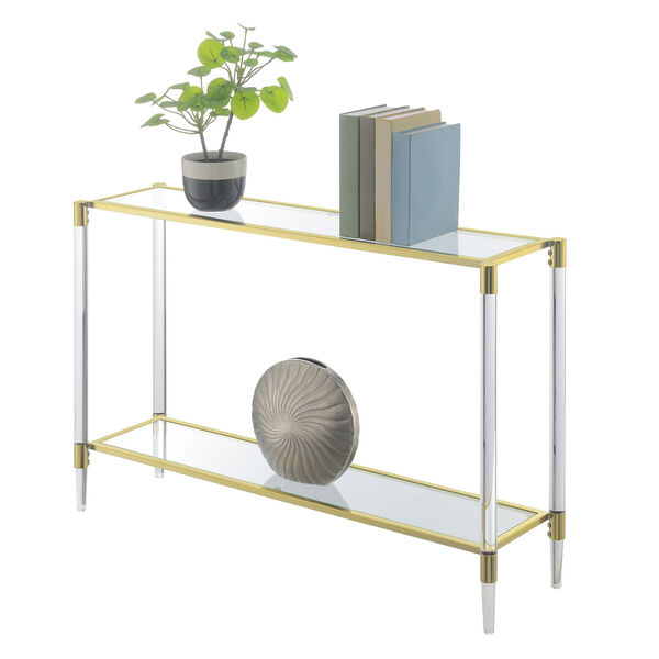 Royal Crest Gold 2-Tier Acrylic Glass Console Table, image 3