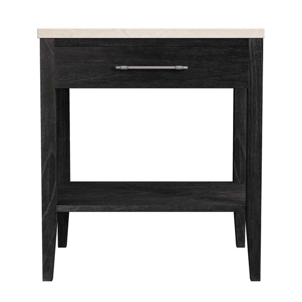Mayfair Black One- Drawer Wood and Marble Nightstand, image 3