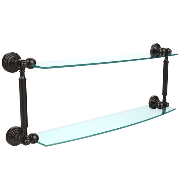 Waverly Place Collection 24 Inch Two Tiered Glass Shelf, Oil Rubbed Bronze, image 1