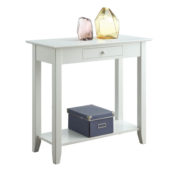 American Heritage Hall Table with Drawer and Shelf in White, image 2