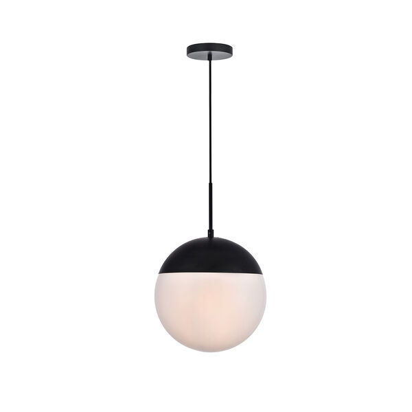 Eclipse Black and Frosted White 12-Inch One-Light Pendant, image 1