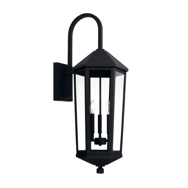 Ellsworth Black 12-Inch Three-Light Outdoor Wall Lantern, image 1