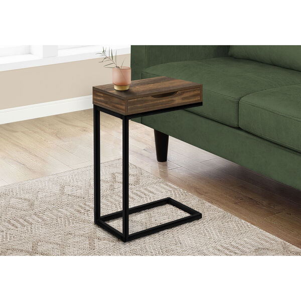 Brown and Black Rectangle End Table, image 2