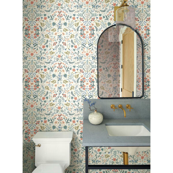 Rifle Paper Co. Beige and Coral Wildwood Wallpaper, image 1