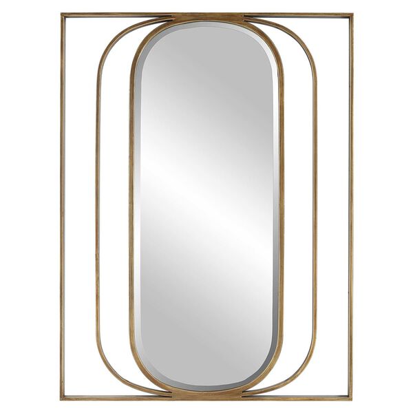 Replicate Antique Gold Contemporary Oval Wall Mirror, image 2