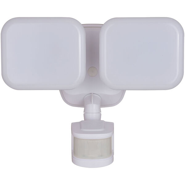 Theta White Two-Light Outdoor Motion Sensor Adjustable Integrated LED Security Flood Light, image 1