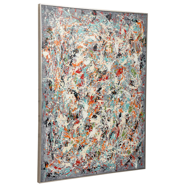 Organized Chaos Dark Gray Hand Painted Canvas, image 4