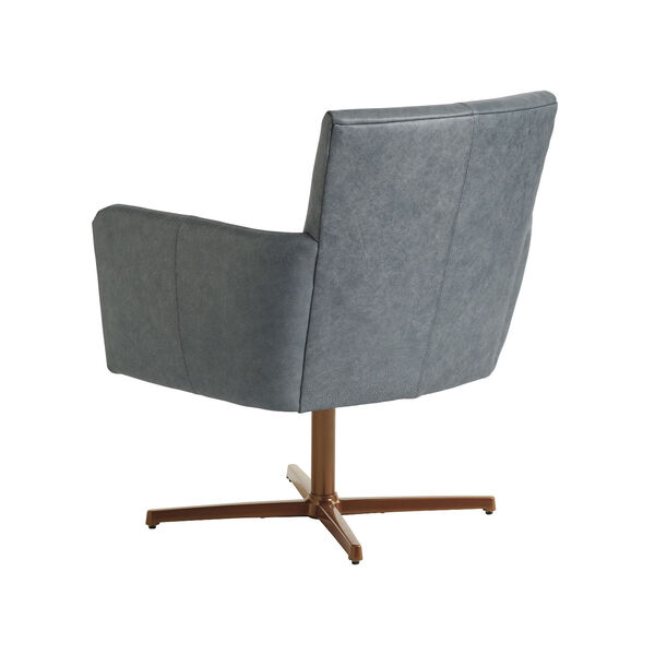 Gray and Calais Brass Brooks Leather Swivel Chair, image 2