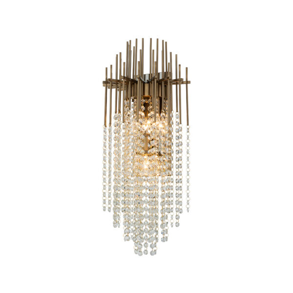 Estrella Brushed Champagne Gold Three-Light Wall Sconce with Firenze Crystal, image 1