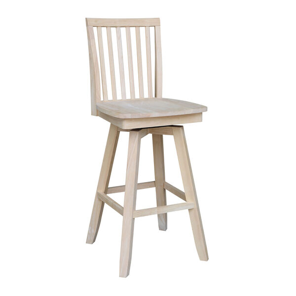 Natural Bar Height Table With Two Slat Back Swivel Bar Stool, Three-Piece, image 4