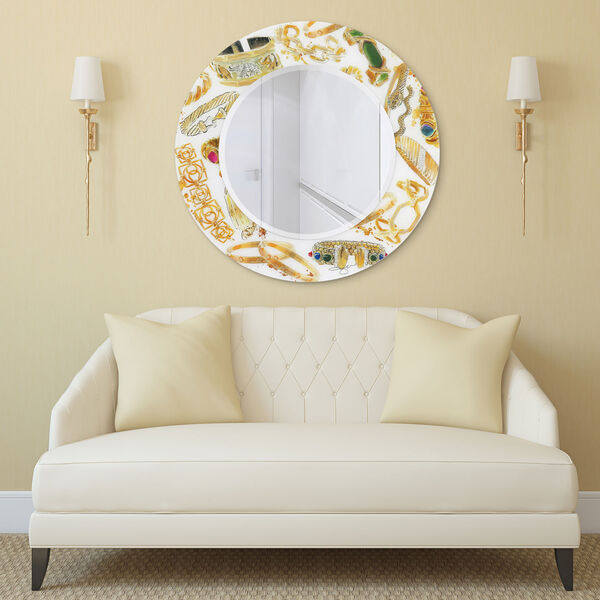 Gold 36 x 36-Inch Round Beveled Wall Mirror, image 3