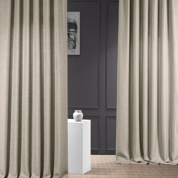 Italian Faux Linen Taupe Gray 50 in W x 96 in H Single Panel Curtain, image 1