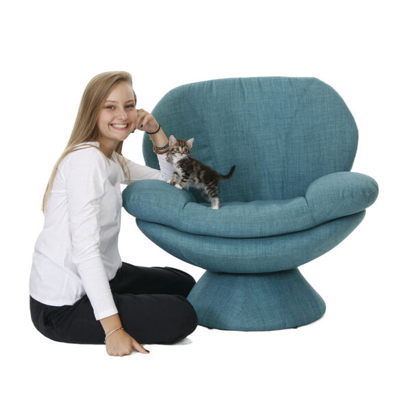 Nicollet Turquoise Fabric Armed Leisure Chair, image 5