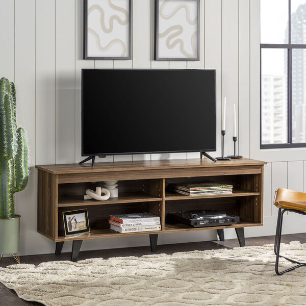 Dark Walnut TV Stand with Four Shelves, image 3