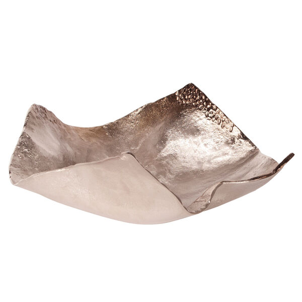 Large Aluminum Champagne Silver Hammered Bowl, image 1