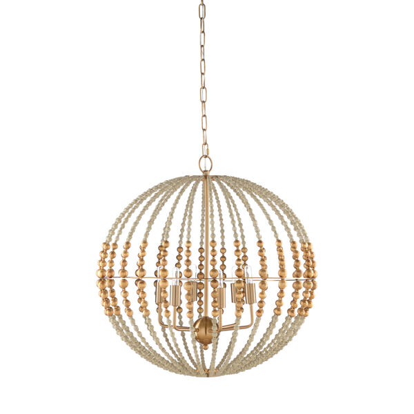 White and Gold Six-Light 24-Inch Gaze Chandelier, image 1