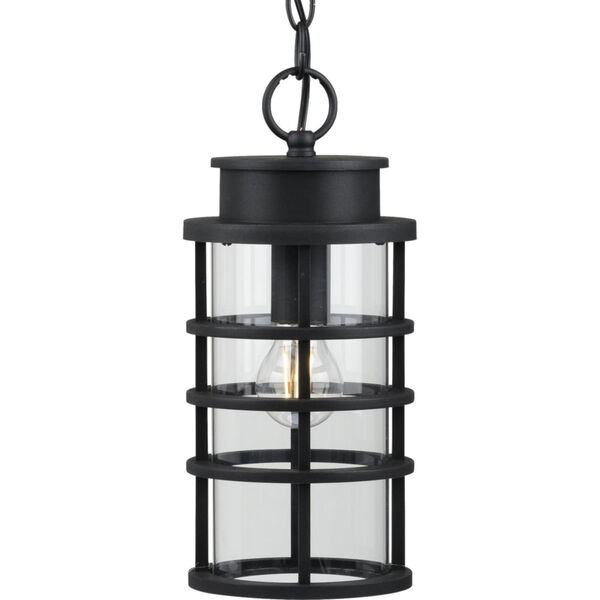 Port Royal Textured Black Six-Inch One-Light Outdoor Pendant with Clear Shade, image 1
