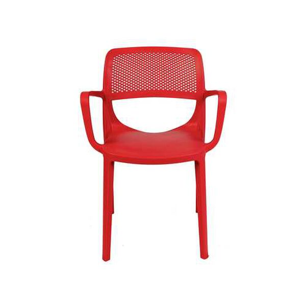 Mila Red Outdoor Stackable Armchair, Set of Four, image 3
