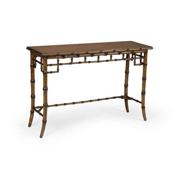 Dark Brown Bamboo Console Table, image 1