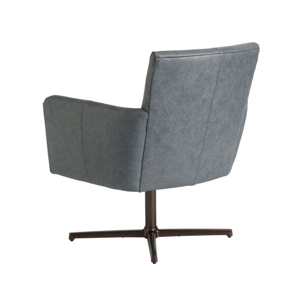 Gray and Bronze Brooks Leather Swivel Chair, image 2