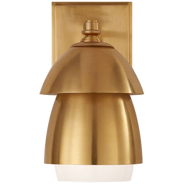 Whitman Small Sconce in Hand-Rubbed Antique Brasswithhand-Rubbed Antique Brass and White Glass Shade by Thomas O'Brien, image 1