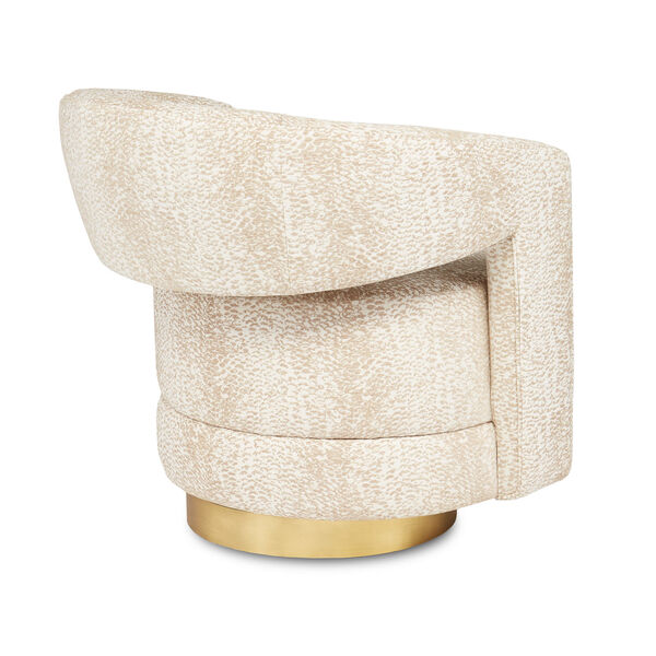 Maren Ivory and Brass Wild Natural Swivel Chair, image 4