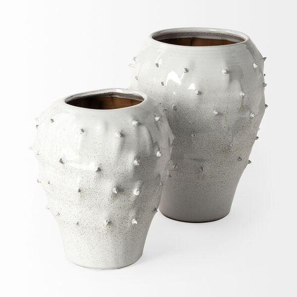 Julian Glossy White Ceramic Spoked Vase, image 2