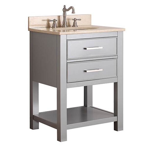 Brooks Chilled Gray 24-Inch Vanity Combo with Galala Beige Marble Top, image 2