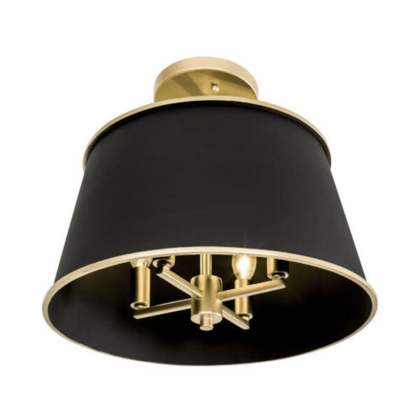 Coco Matte Black and French Gold Four-Light Semi-Flush Mount, image 2
