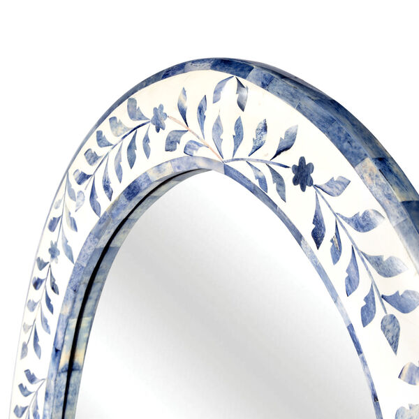 Trubadur Blue and White Bone Oval Wall Mirror, image 4