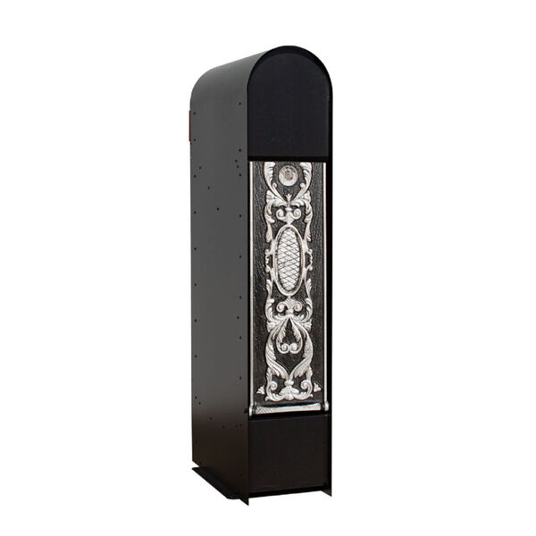 MailKeeper 150 Black and Silver 49-Inch Locking Column Mount Mailbox with Decorative Classic Design Front, image 2