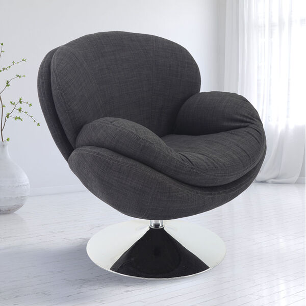 Nicollet Chrome Gray Anthracite Fabric Armed Leisure Chair, image 1