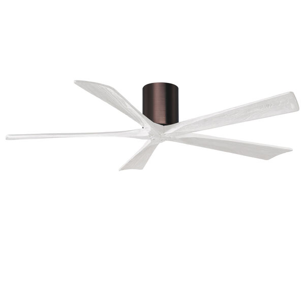 Irene-5H Brushed Bronze 60-Inch Outdoor Flush Mount Ceiling Fan with Matte White Blades, image 1