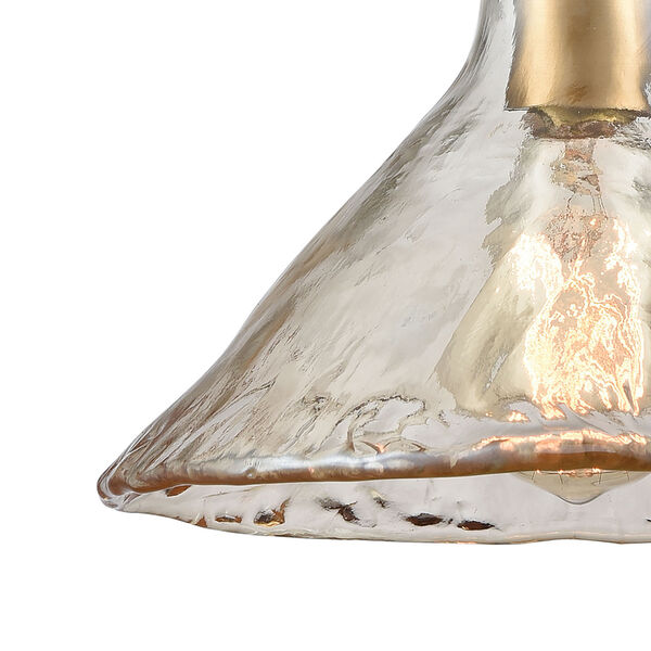 Hand-Formed Glass Satin Brass One-Light Mini Pendant, image 2